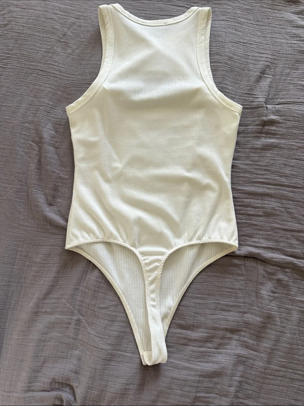 Lulu's Cream Ribbed Tank-Style Bodysuit for Kids